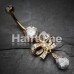 Golden Romantic Gem Bow-Tie Cubic Zirconia Belly Button Ring