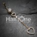 Golden Luscious Double Hearts Cubic Zirconia Belly Button Ring