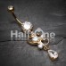 Golden Hearts Delight Cubic Zirconia Belly Button Ring