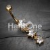Golden Sparkling Star Drop Cubic Zirconia Belly Button Ring