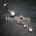 Rose Gold Vine Swirl Sparkle Cubic Zirconia Belly Button Ring