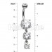 Three Cubic Gems Cascade Cubic Zirconia Belly Button Ring