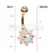 Golden Luxuriant Spring Flower Cubic Zirconia Belly Button Ring
