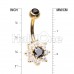 Golden Luxuriant Spring Flower Cubic Zirconia Belly Button Ring