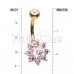 Golden Luxuriant Spring Flower Cubic Zirconia Belly Button Ring
