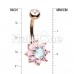 Rose Gold Luxuriant Spring Flower Cubic Zirconia Belly Button Ring