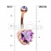 Rose Gold Sacred Heart Crown Cubic Zirconia Belly Button Ring