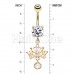 Golden Dainty Crown Dangle Cubic Zirconia Belly Button Ring