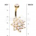 Golden Blooming Spring Flower Cubic Zirconia Belly Button Ring