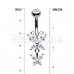 Double Butterfly Drop Cubic Zirconia Belly Button Ring