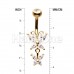Golden Double Butterfly Drop Cubic Zirconia Belly Button Ring