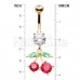 Golden Cherry Drop Cubic Zirconia Belly Button Ring