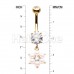 Golden Treasured Pearl Flower Cubic Zirconia Belly Button Ring