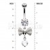 Dainty Mesh Bow Cubic Zirconia Belly Button Ring