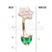 Golden Double Icon Blooming Flower Cubic Zirconia Belly Button Ring