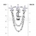 Chained Celestial Stars Cubic Zirconia Drop Top Reverse Belly Button Ring