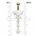 Golden Butterfly Dangle Drop Cubic Zirconia Belly Button Ring