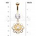 Golden Flower Dangle Cubic Zirconia Belly Button Ring