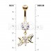 Golden Marquis Moons Cubic Zirconia Belly Button Ring