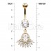 Golden Crown Jewels Cubic Zirconia Belly Button Ring