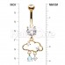 Golden Only Happy When It Rains Cloud Cubic Zirconia Belly Button Ring