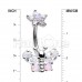 Spring Floral Butterfly Cubic Zirconia Belly Button Ring