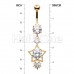 Golden Star Cluster Cubic Zirconia Belly Button Ring