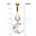 Golden Moon Cluster Cubic Zirconia Belly Button Ring