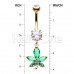 Golden Cannabis Mary Jane Dangle Drop Cubic Zirconia Belly Button Ring