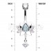 Blooming Lotus Dangle Drop Cubic Zirconia Belly Button Ring