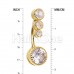 Golden Round Three CZ Drop Cubic Zirconia Belly Button Ring