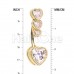 Golden Three Heart CZ Drop Cubic Zirconia Belly Button Ring