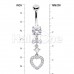 Heart Bow CZ Drop Cubic Zirconia Belly Button Ring