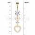 Golden Heart Bow CZ Drop Cubic Zirconia Belly Button Ring