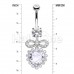 Chunky Heart Bow CZ Dangle Cubic Zirconia Belly Button Ring