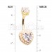 Golden Coquette Pearl Heart Cubic Zirconia Belly Button Ring