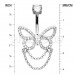 Ultra Bling Butterfly Double Chain Cubic Zirconia Belly Button Ring