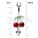 Bling Cherries Cherry Drop Heart Belly Button Ring