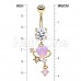 Golden Celestial Lavender Heart Cosmic Bling Belly Button Ring