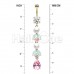 Golden Pastel Pearl Leaf Drop Bling Belly Button Ring
