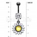 Black Blooming Daisy Belly Button Ring