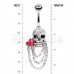 Till Death Skull Heart Chain Belly Button Ring