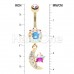 Golden Iridescent Celestial Moon Star Belly Button Ring