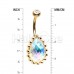 Golden Iridescent Teardrop Gem Belly Button Ring