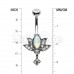 Pacific Opal Blooming Lotus Dangle Belly Button Ring