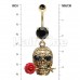 Golden Skull Rose Death Beauty Belly Button Ring
