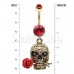 Golden Skull Rose Death Beauty Belly Button Ring Golden Skull Rose Death Beauty Belly Button Ring