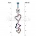 Rainbow Triple Hearts Sparkle Belly Button Ring