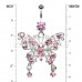 Twinkle Gem Butterfly Double Drop Belly Button Ring