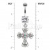 Shimmering Religious Patonce Cross Belly Button Ring